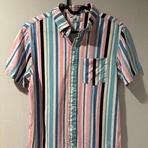 Bermies Striped Buttoned Shirt - White/Pink/Blue/Black Stripes